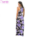 Neartime Navy Mint Floral Print Floral Boho Long Maxi Dress Beach Sundress